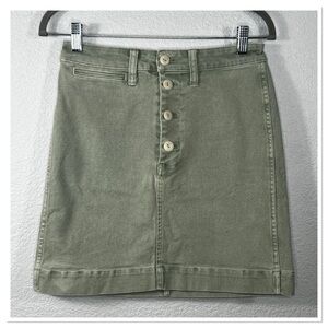Madewell Emmett Jean Skirt Womens Green Button Front Straight Sz 27